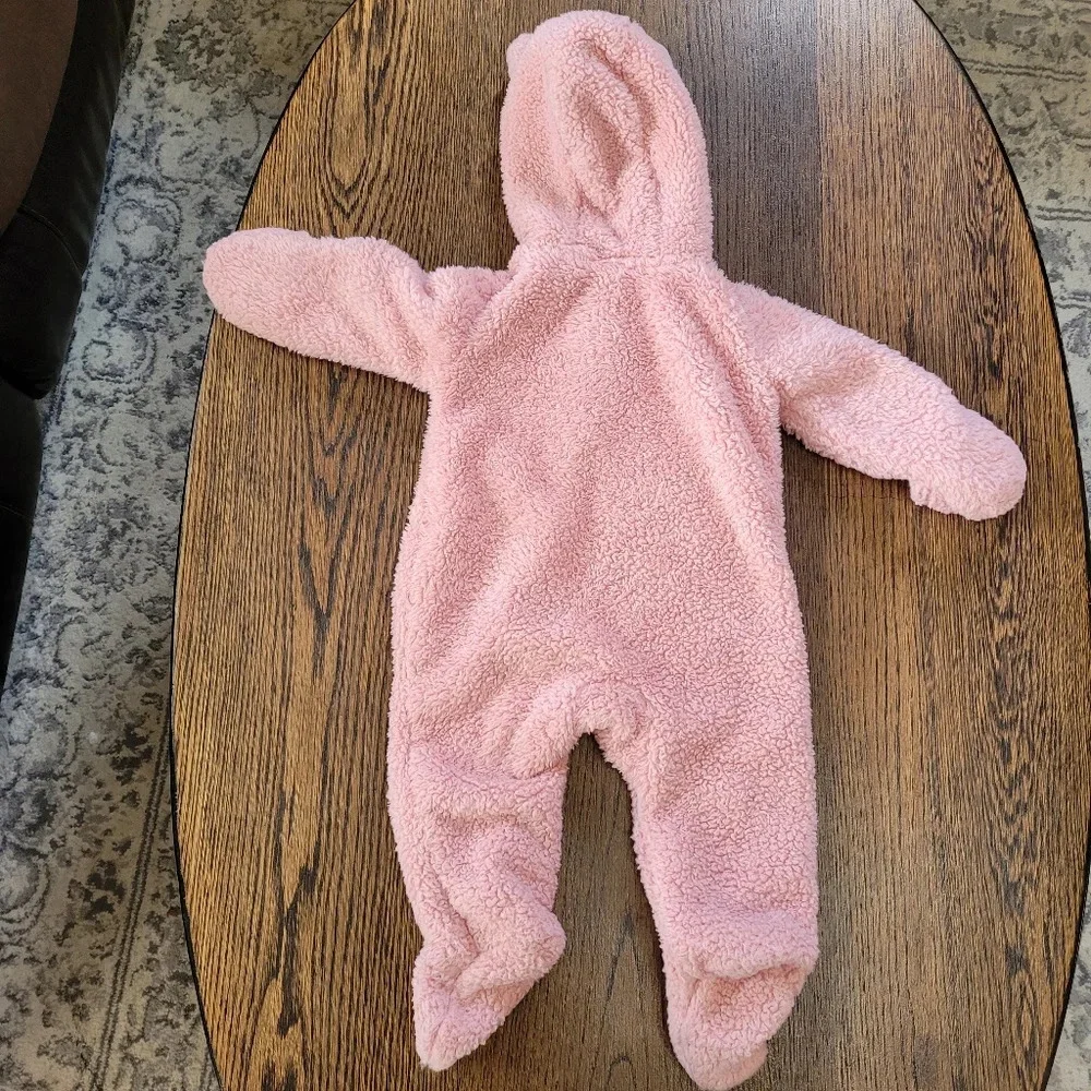 Carter's Pink Baby Bear Hooded Sherpa Bunting Pram Size 6 Months Winter Cover